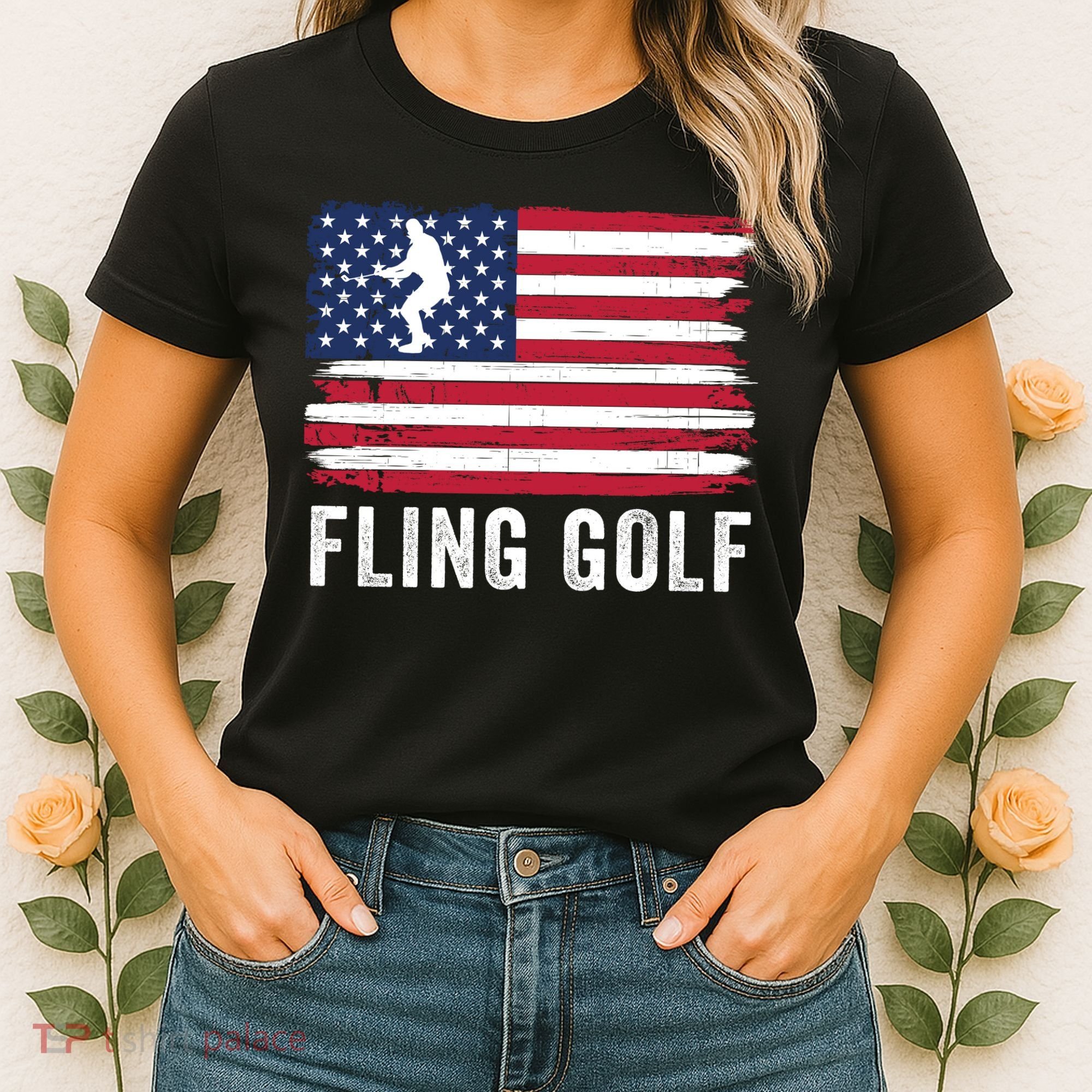 Fling Golf Making Golf Courses Great Again Funny Fling Golf Fun New Golf Game Women's T-Shirt