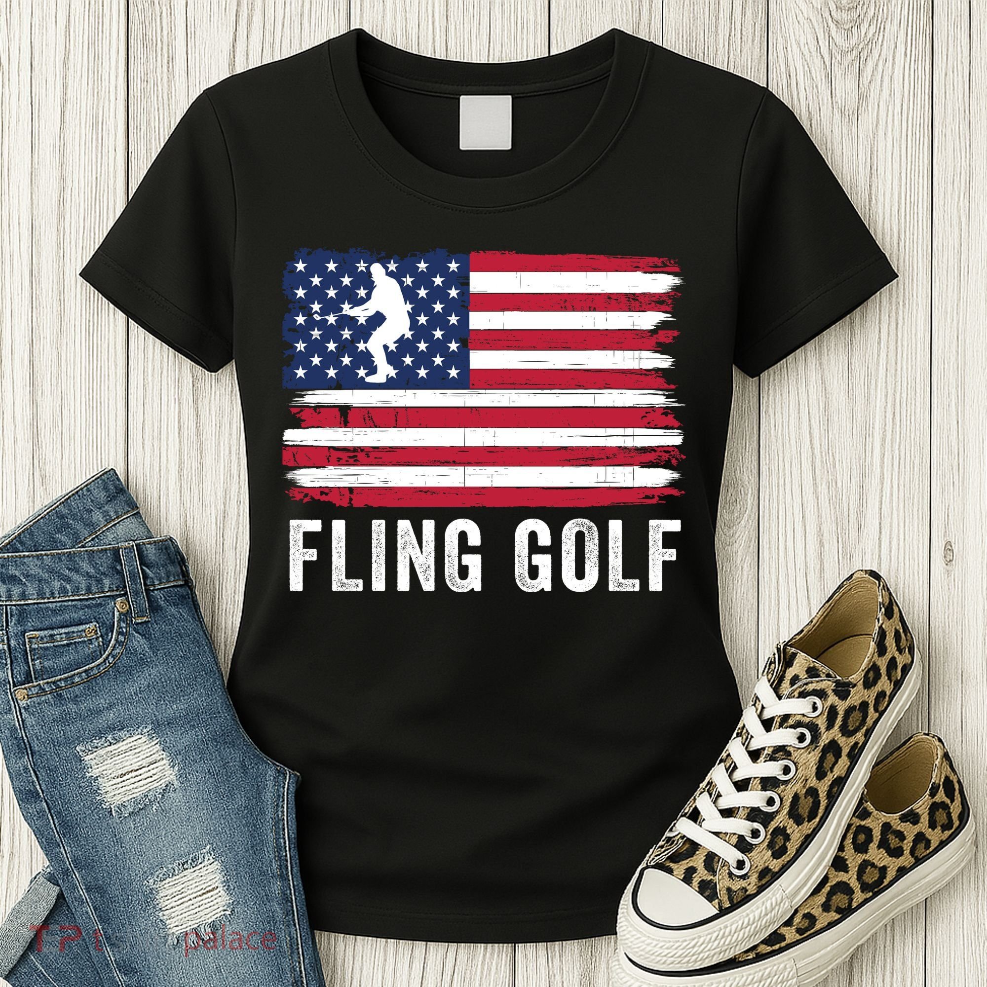 Fling Golf Making Golf Courses Great Again Funny Fling Golf Fun New Golf Game Women's T-Shirt