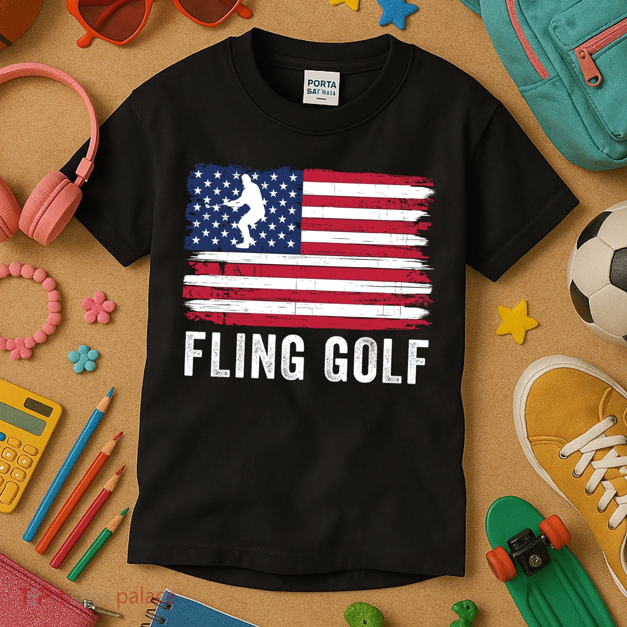 Fling Golf Making Golf Courses Great Again Funny Fling Golf Fun New Golf Game Kids T-Shirt