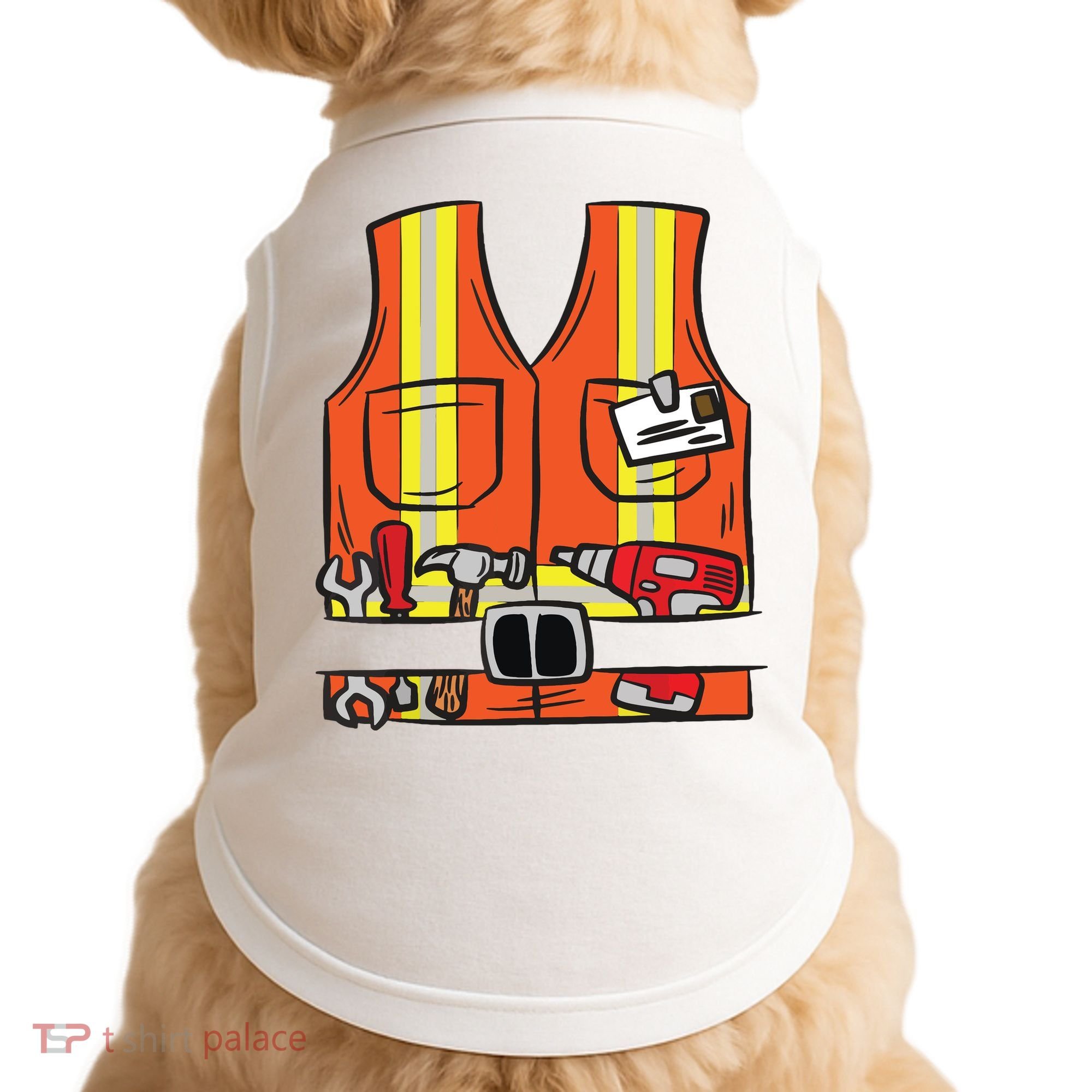 Funny Group Matching Halloween Construction Worker Costume Doggie Tank