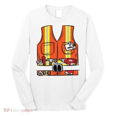 Funny Group Matching Halloween Construction Worker Costume Long Sleeve Shirt