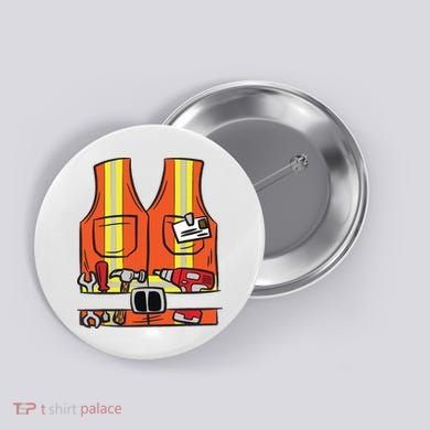 Funny Group Matching Halloween Construction Worker Costume Button