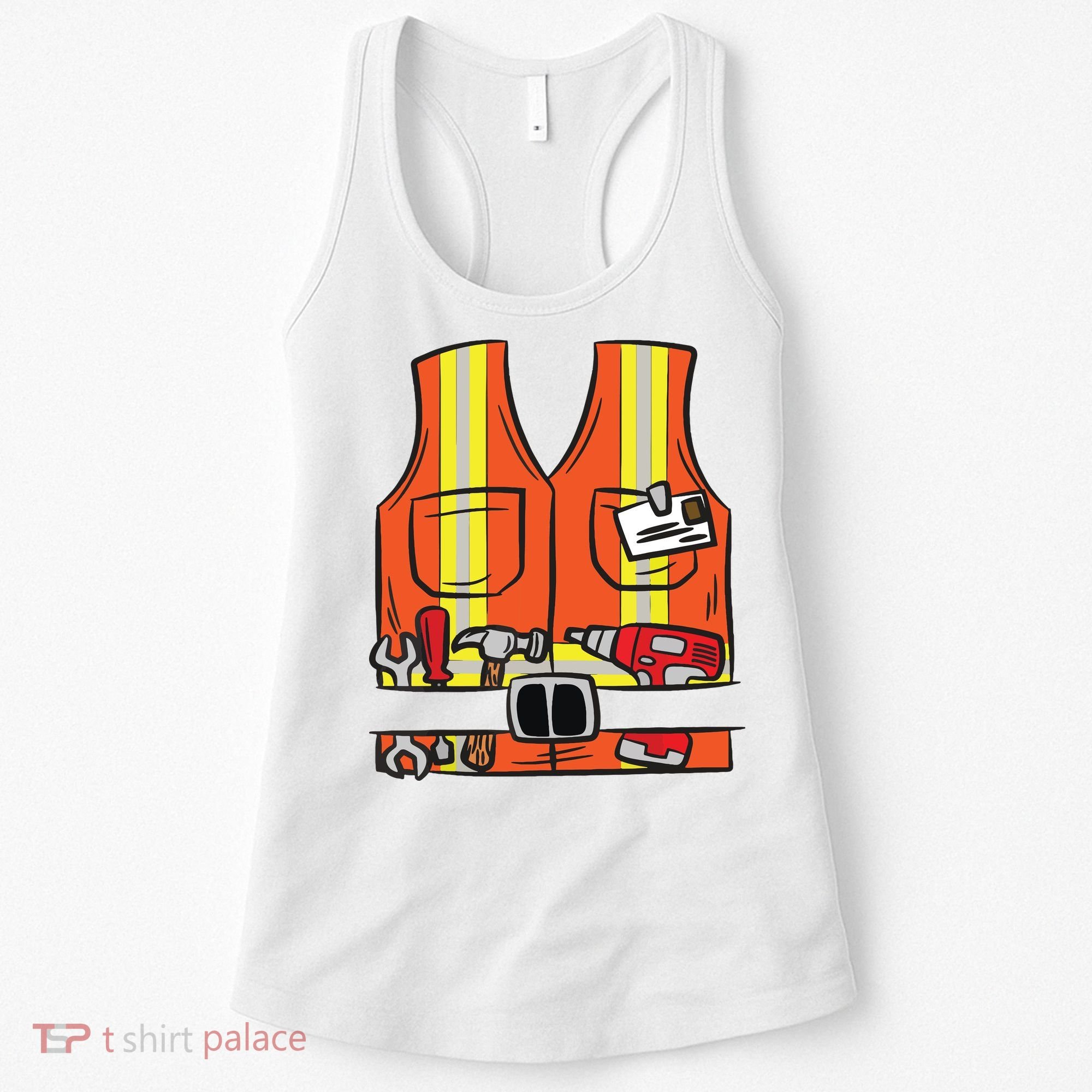 Funny Group Matching Halloween Construction Worker Costume Women's Tank Top