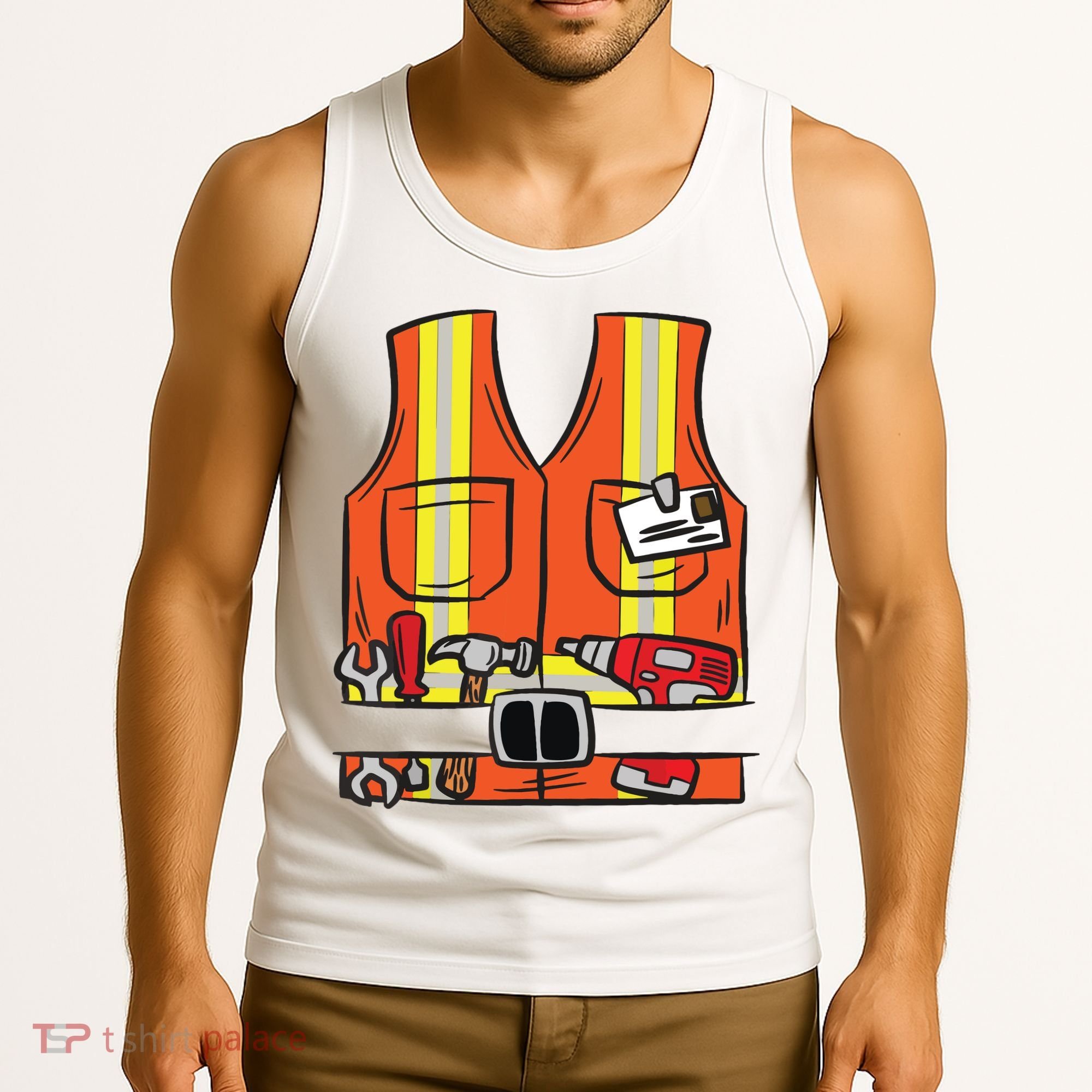 Funny Group Matching Halloween Construction Worker Costume Tank Top