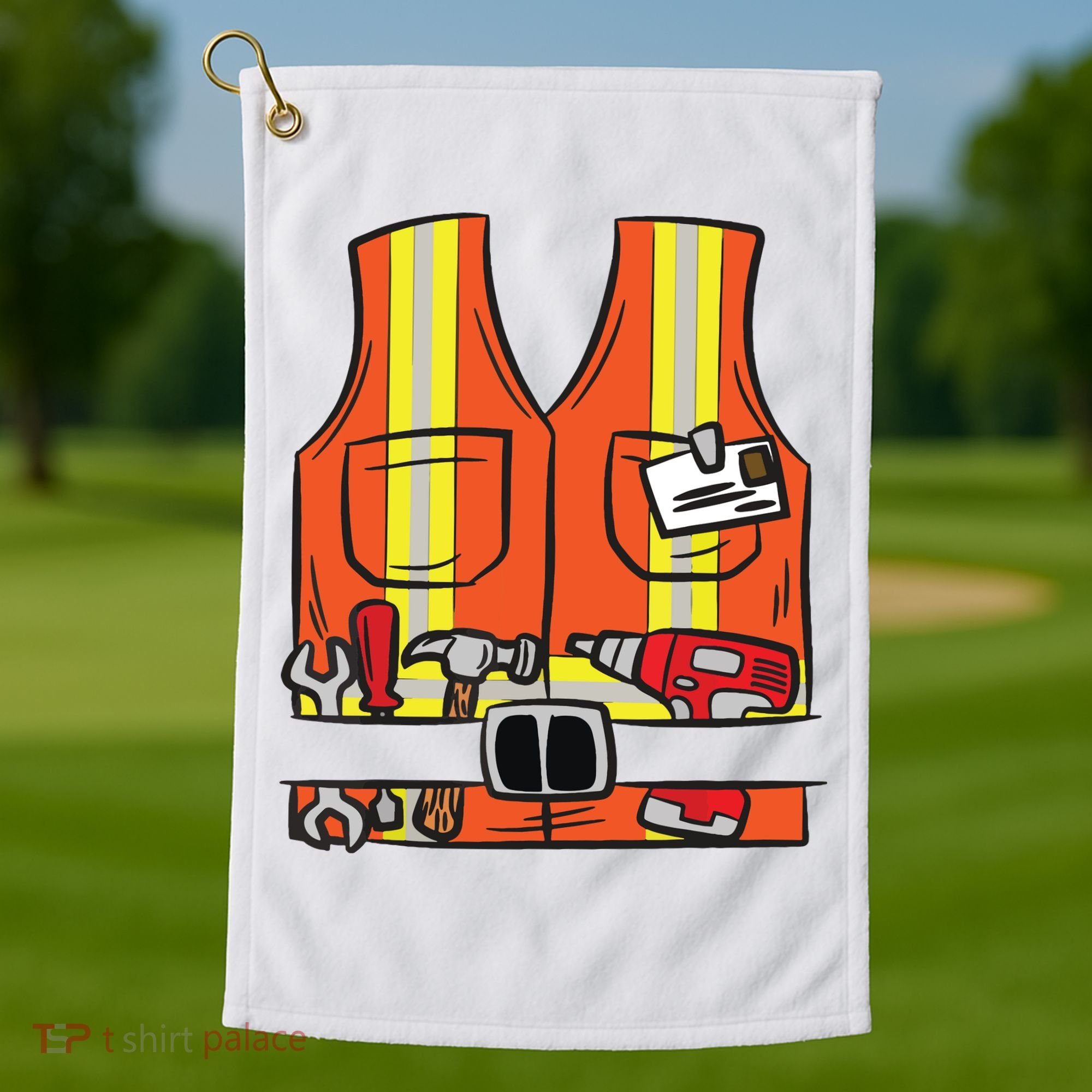 Funny Group Matching Halloween Construction Worker Costume Golf Towel