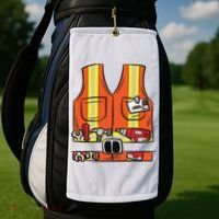 Funny Group Matching Halloween Construction Worker Costume Golf Towel thumb 2
