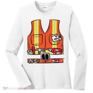Funny Group Matching Halloween Construction Worker Costume Women's Long Sleeve Shirt