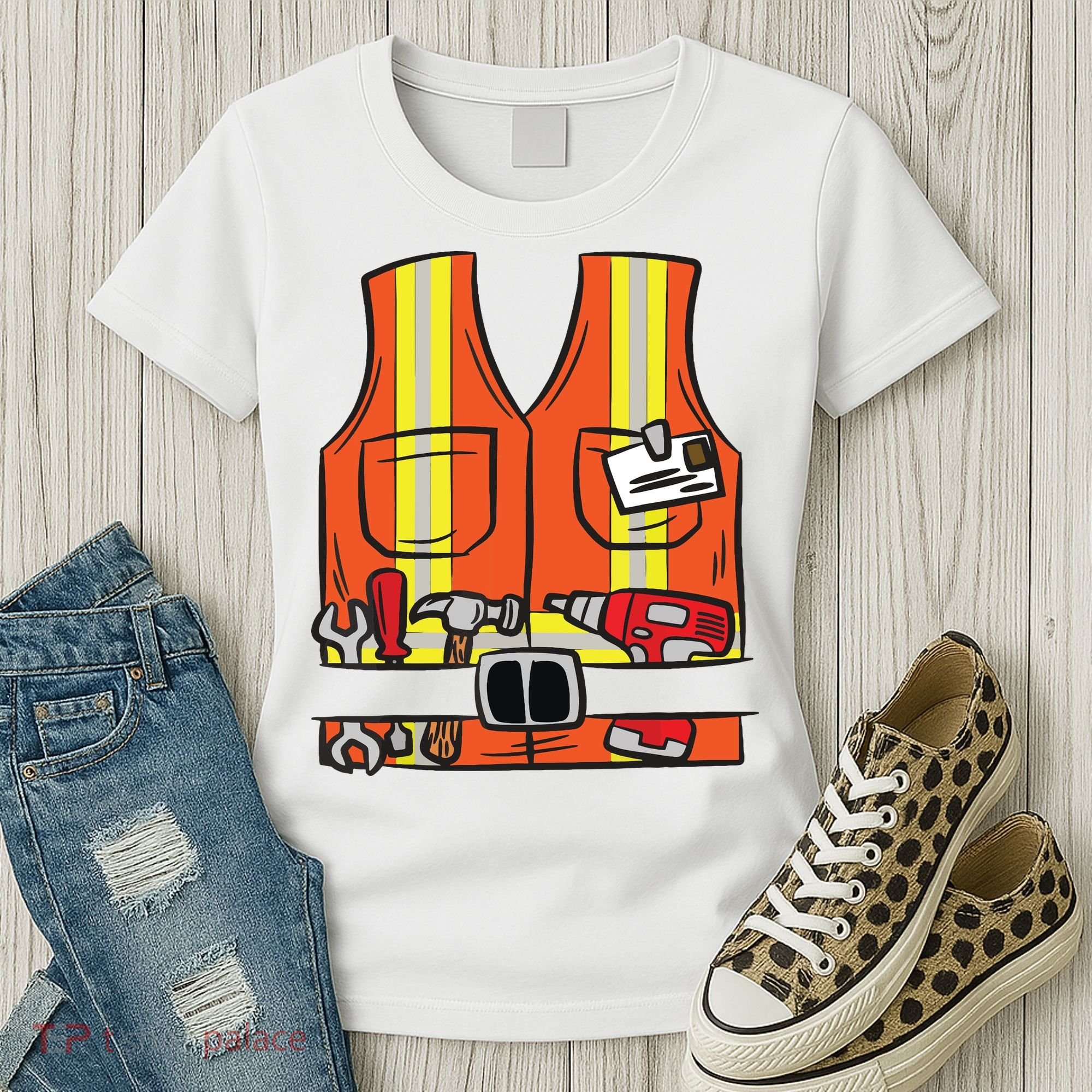 Funny Group Matching Halloween Construction Worker Costume Women's T-Shirt