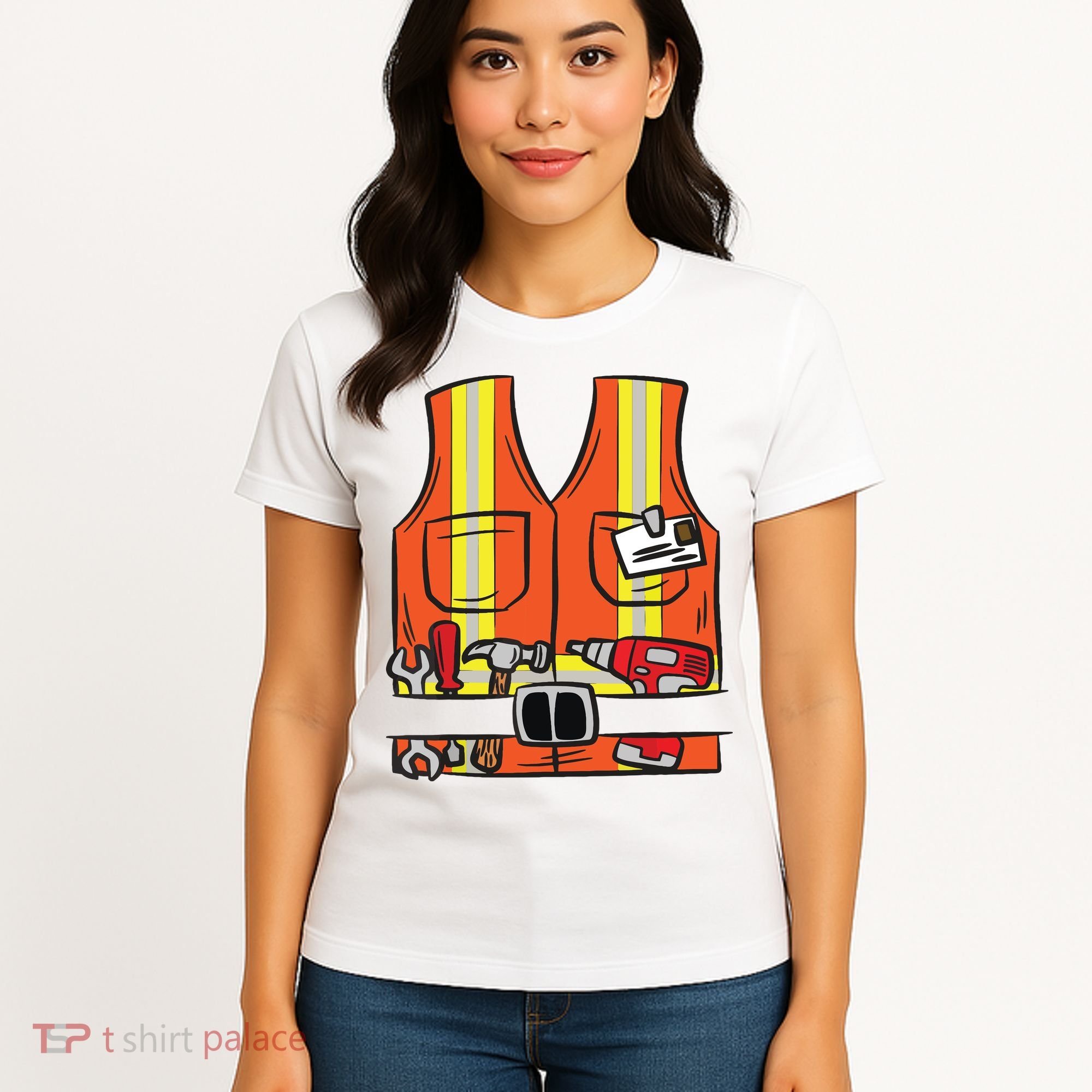 Funny Group Matching Halloween Construction Worker Costume Women's T-Shirt