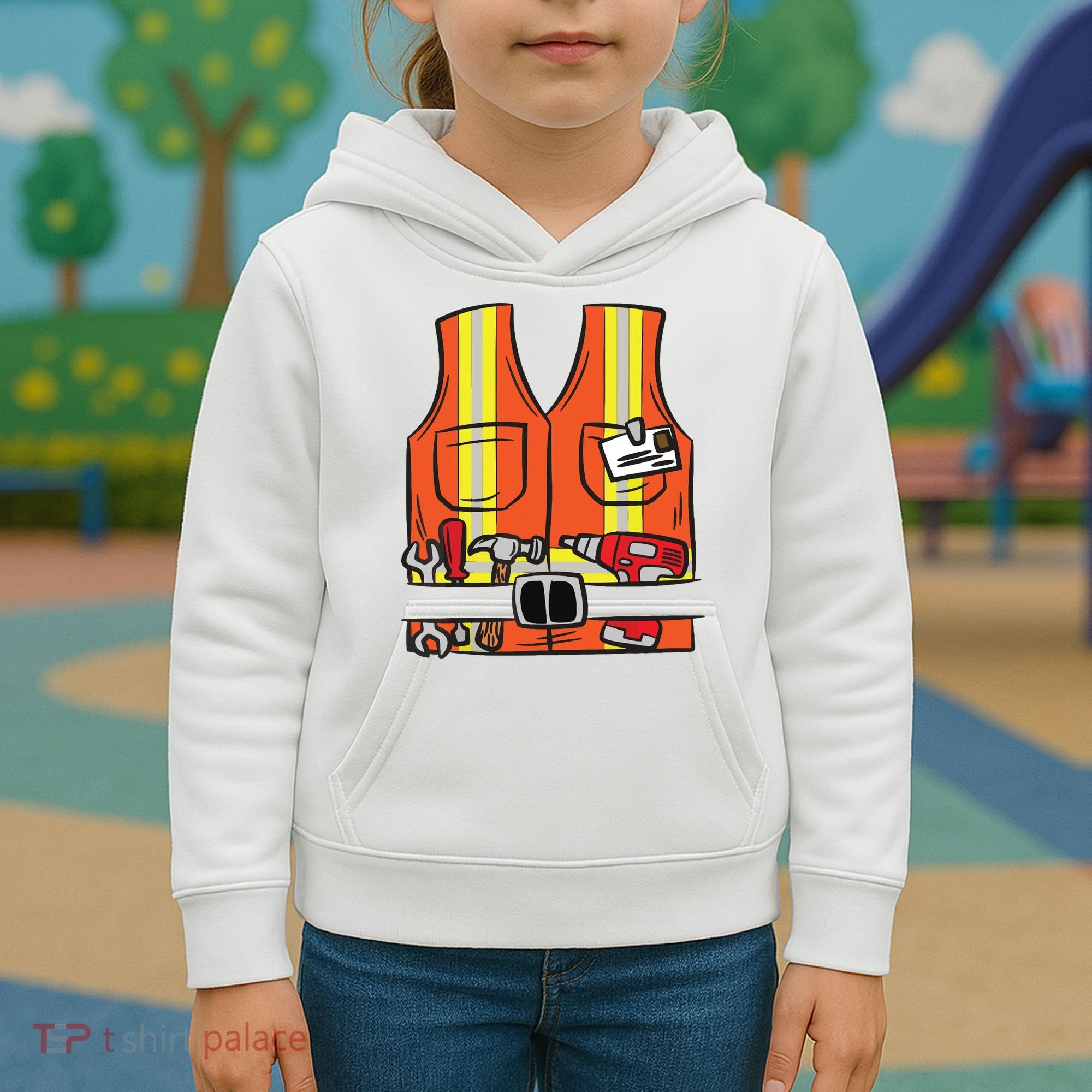 Funny Group Matching Halloween Construction Worker Costume Kids Hoodie