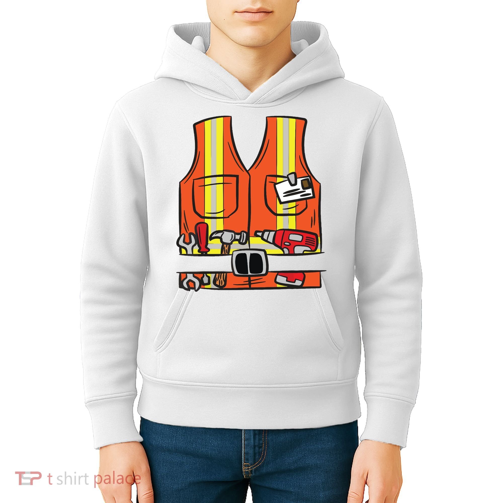 Funny Group Matching Halloween Construction Worker Costume Kids Hoodie