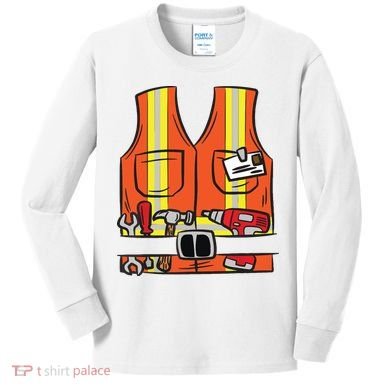 Funny Group Matching Halloween Construction Worker Costume Kids Long Sleeve Shirt