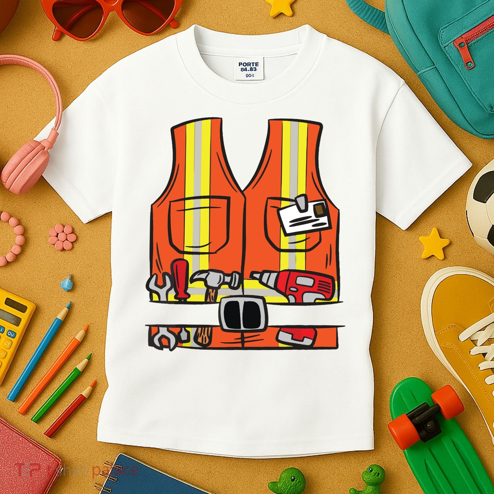 Funny Group Matching Halloween Construction Worker Costume Kids T-Shirt