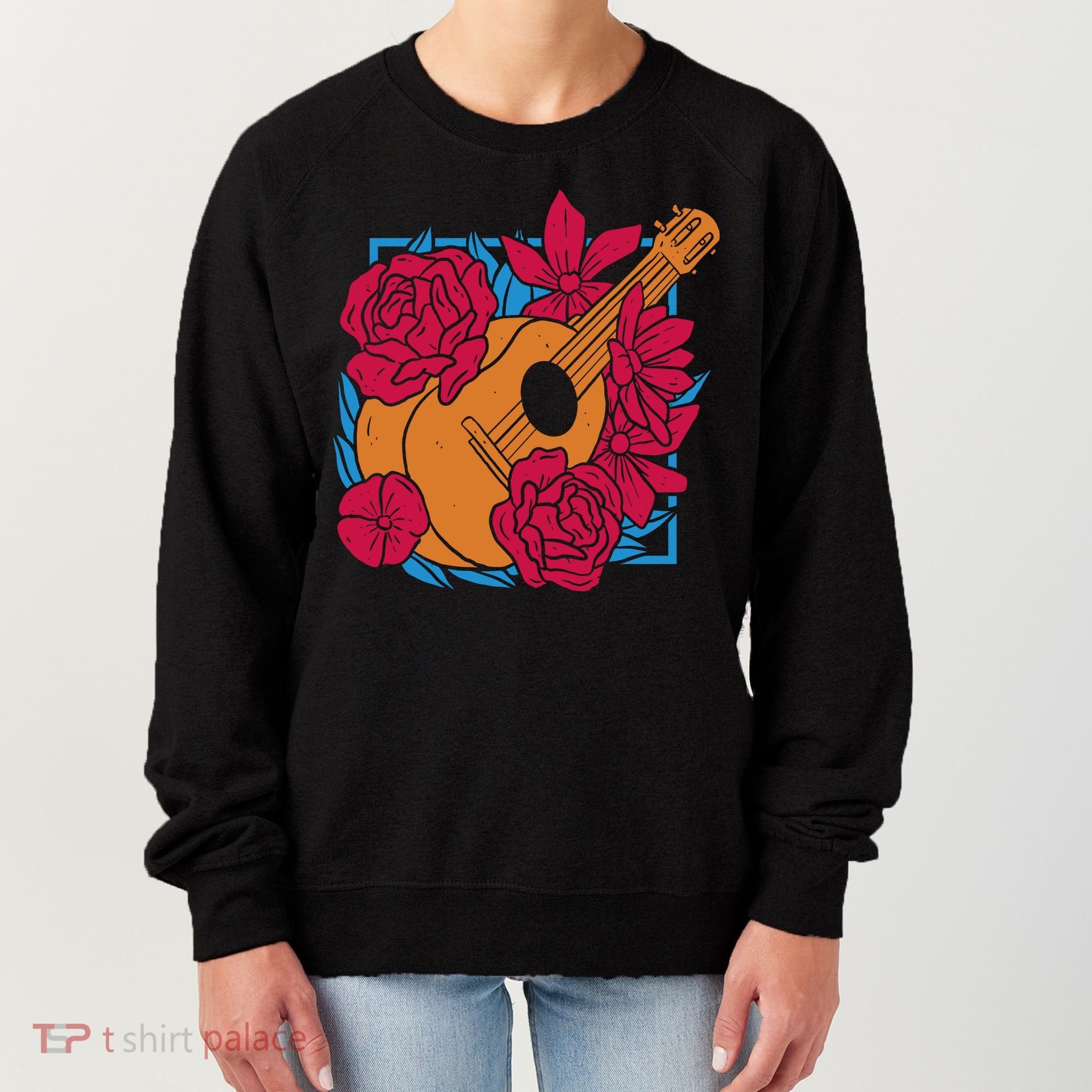 Floral Guitar Music Women's Sweatshirt