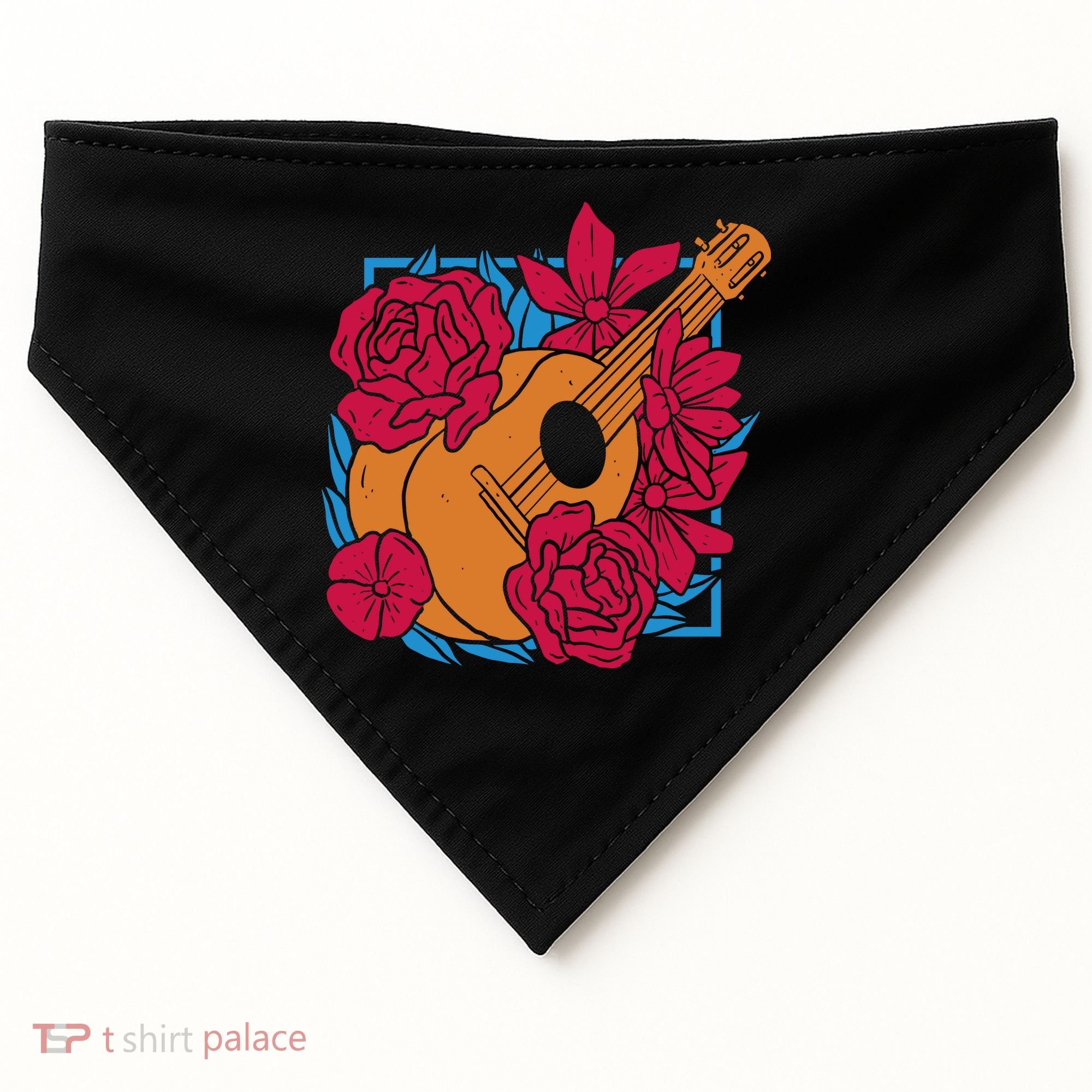 Floral Guitar Music USA-Made Doggie Bandana