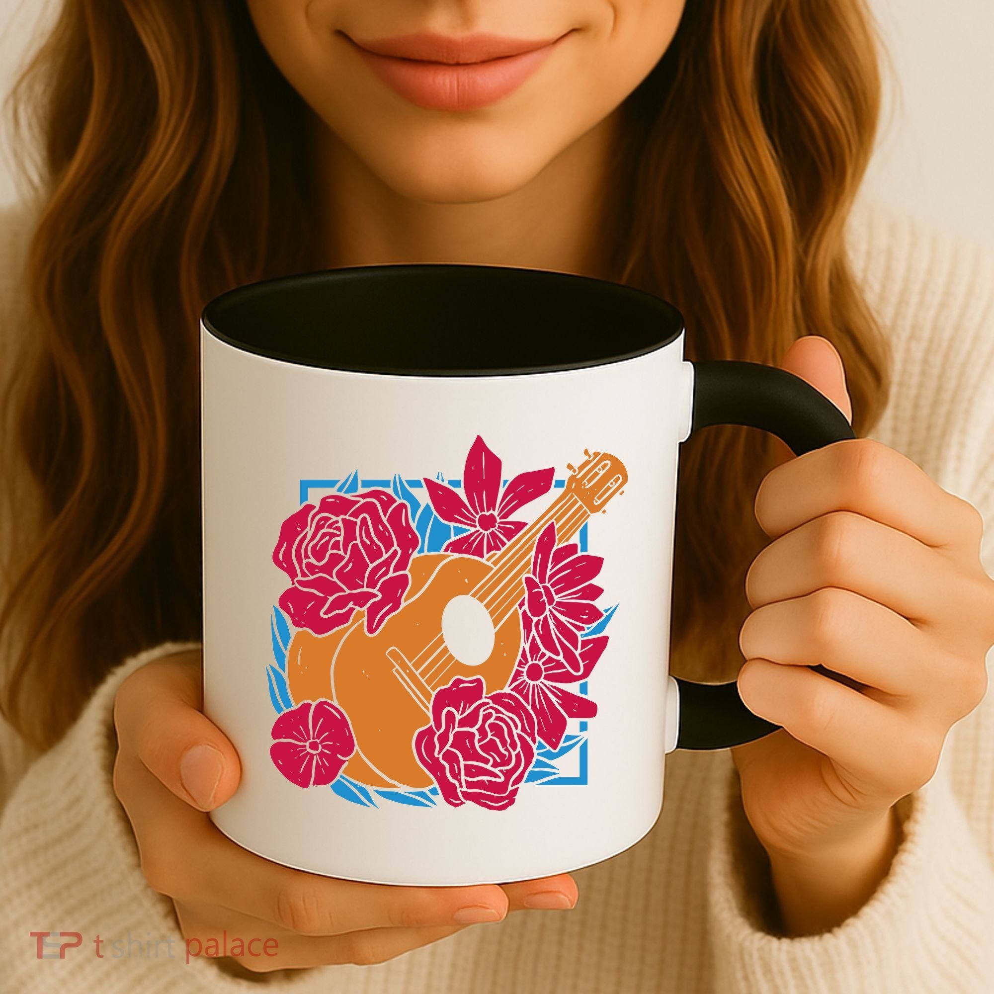 Floral Guitar Music Coffee Mug