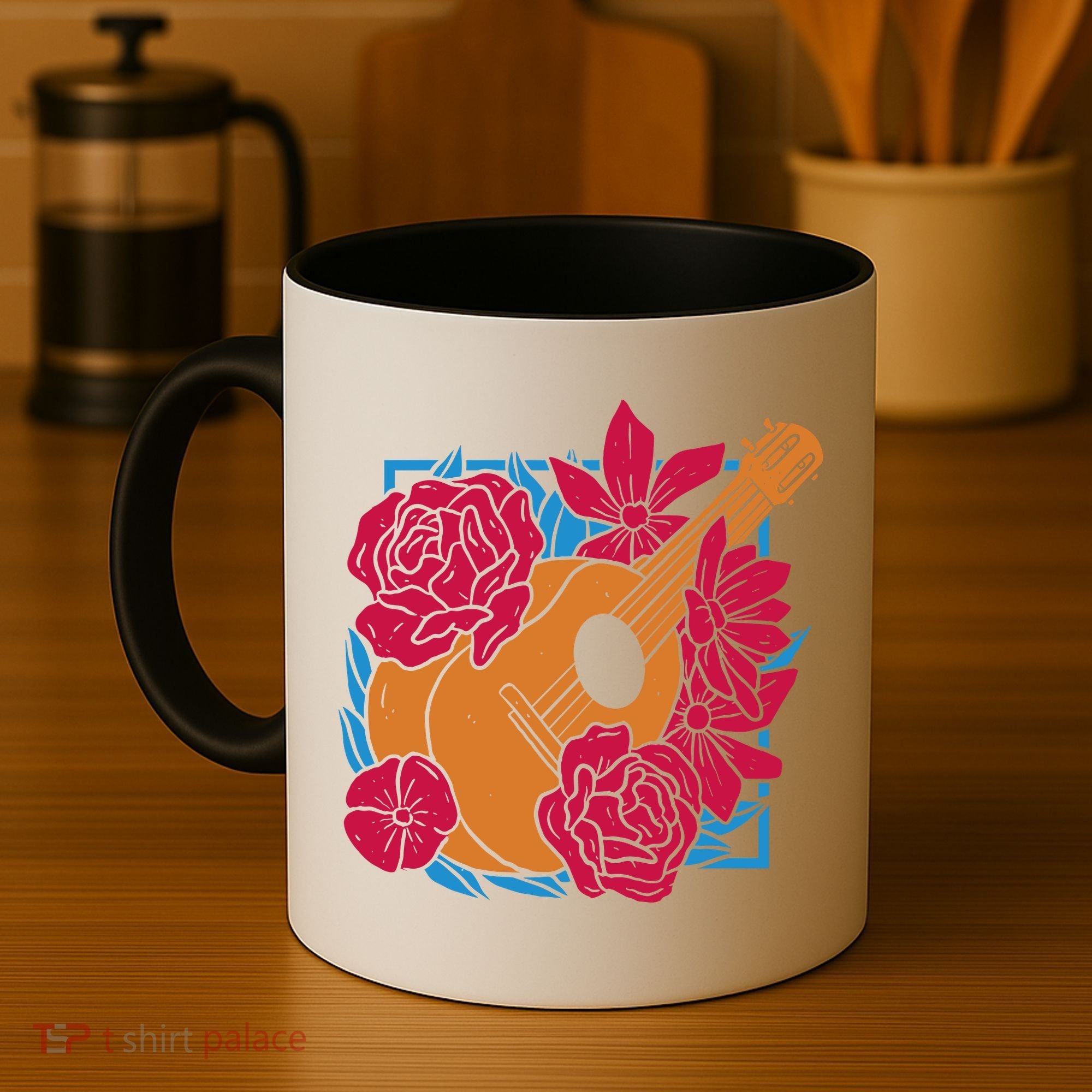 Floral Guitar Music Coffee Mug