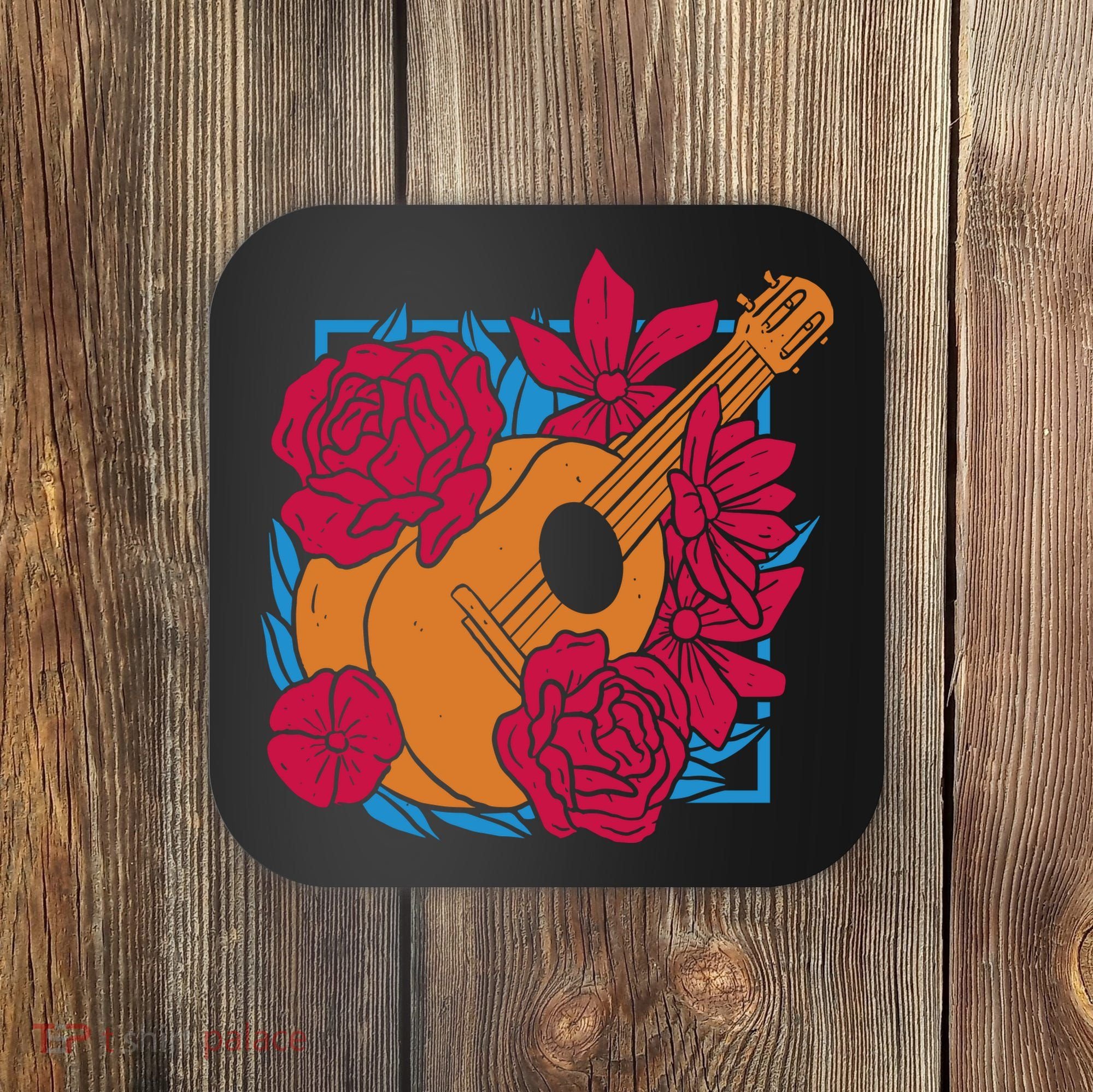 Floral Guitar Music Coaster