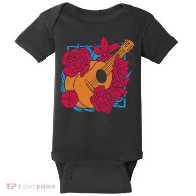Floral Guitar Music Baby Bodysuit