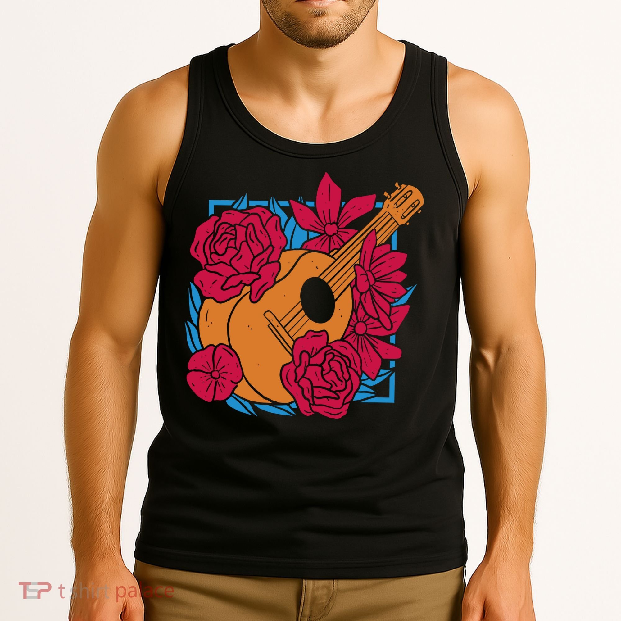 Floral Guitar Music Tank Top