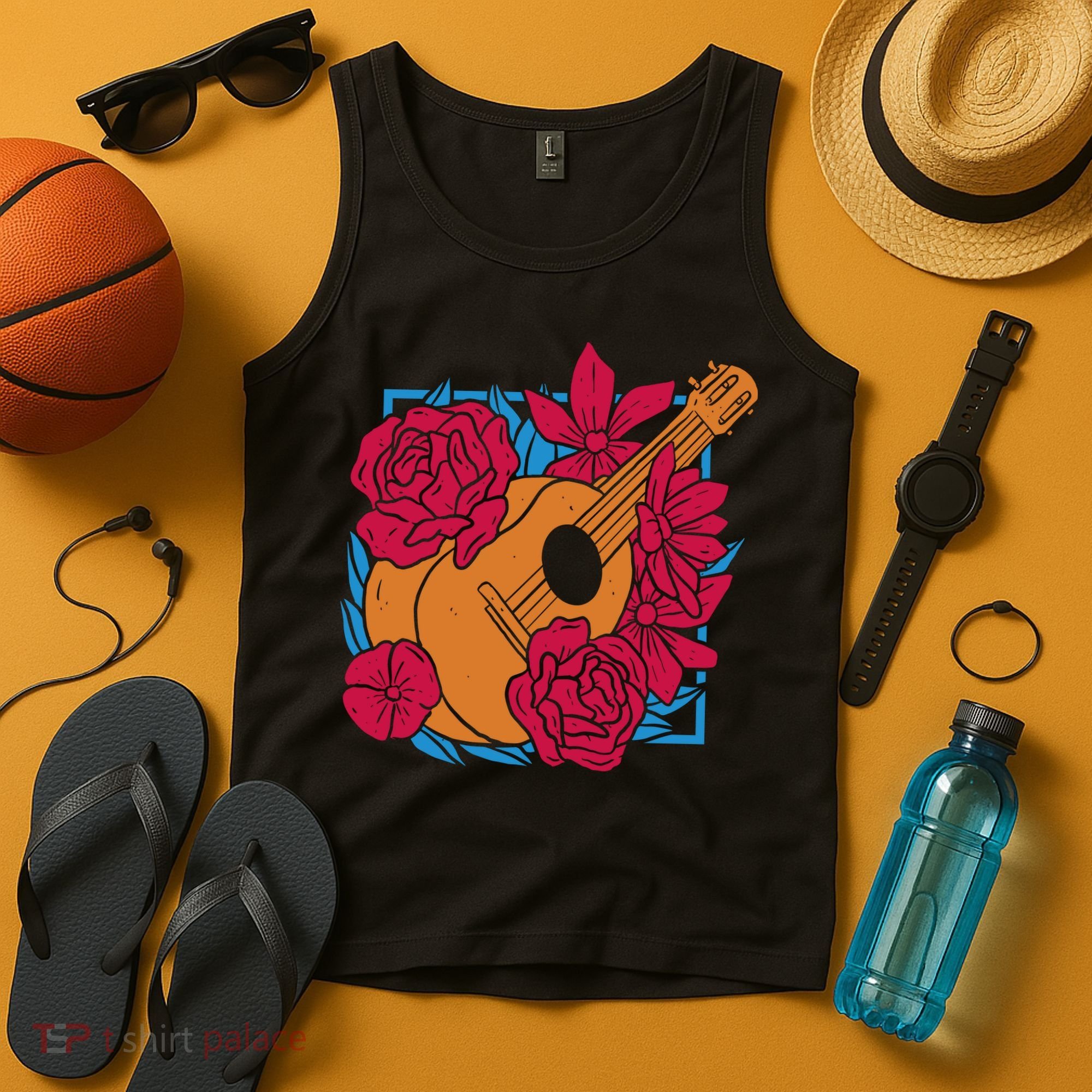 Floral Guitar Music Tank Top