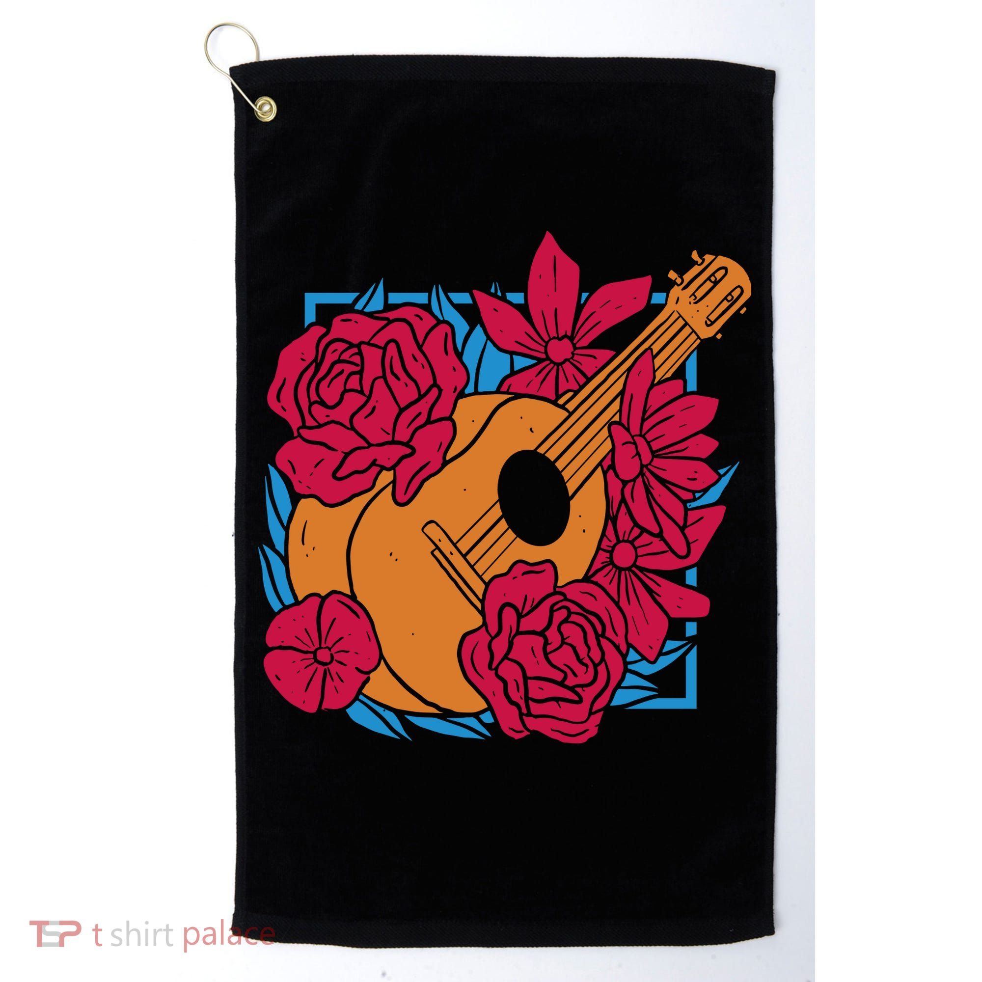 Floral Guitar Music Golf Towel