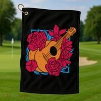Floral Guitar Music Golf Towel thumb 1