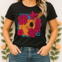 Floral Guitar Music Women's T-Shirt thumb 2