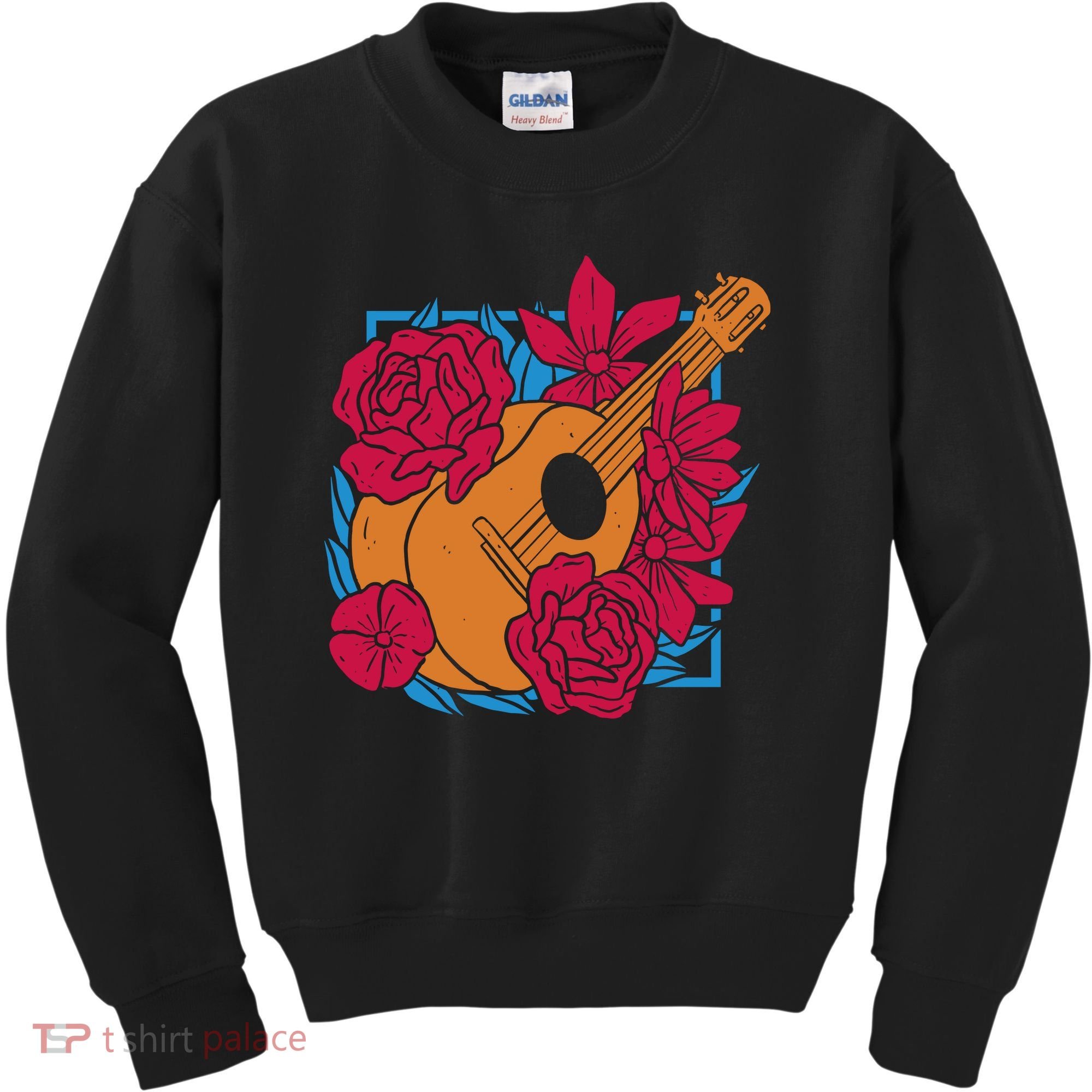 Floral Guitar Music Kids Sweatshirt