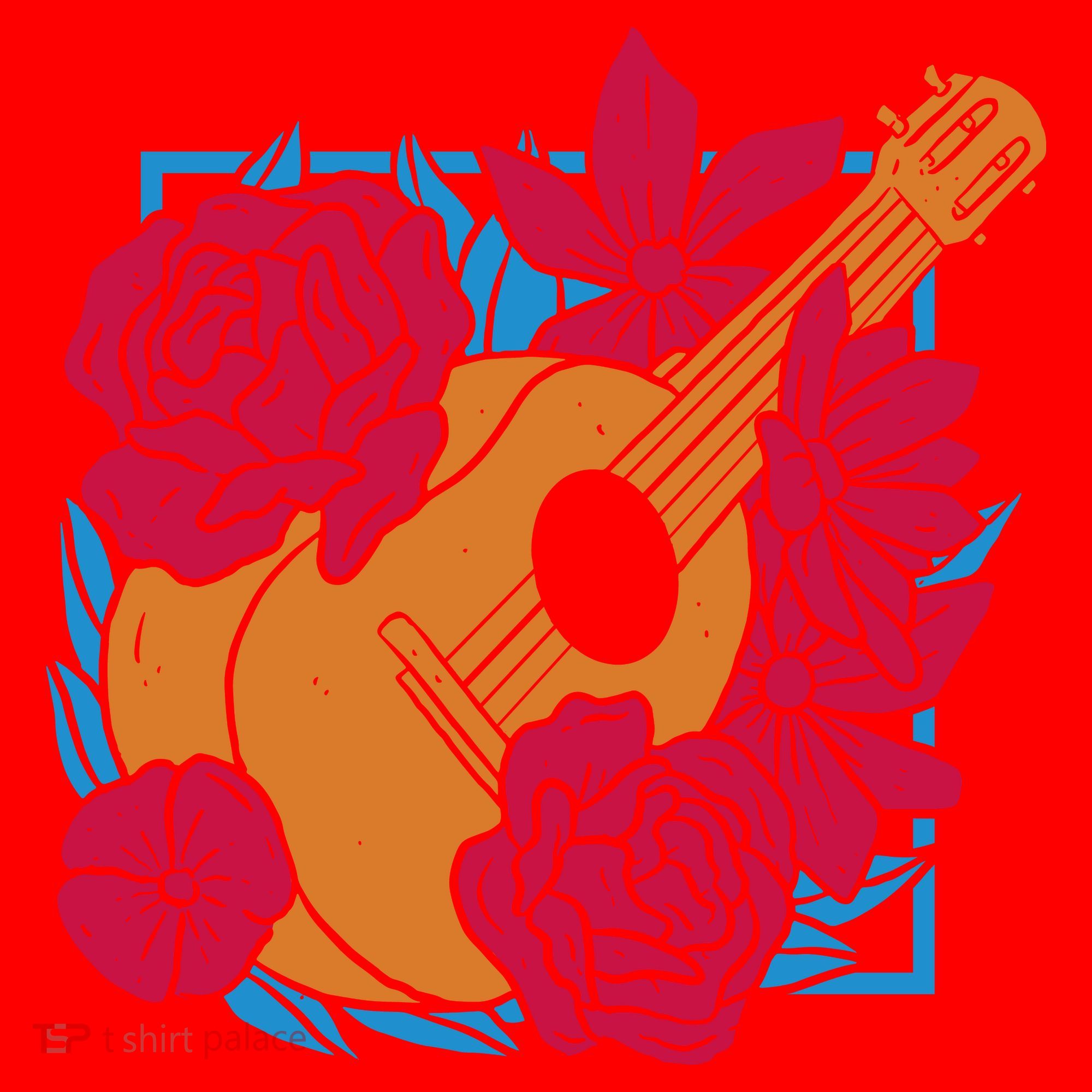 Floral Guitar Music Santa Hat