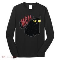 Funny Grumpy Meh Cat Long Sleeve Shirt thumb 0