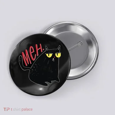 Funny Grumpy Meh Cat Button