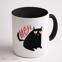 Funny Grumpy Meh Cat Coffee Mug thumb 1