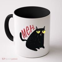 Funny Grumpy Meh Cat Coffee Mug thumb 0