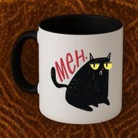 Funny Grumpy Meh Cat Coffee Mug thumb 2