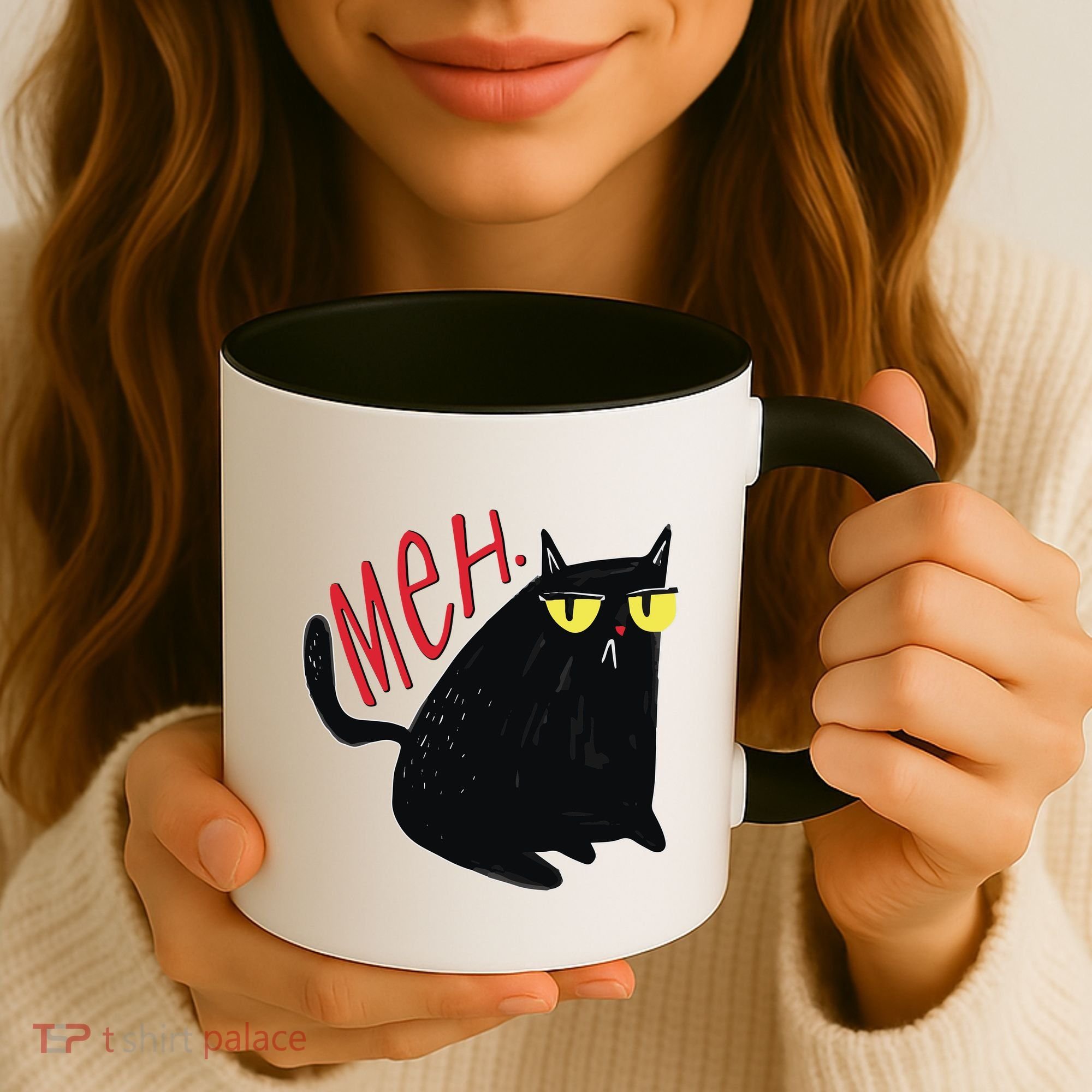 Funny Grumpy Meh Cat Coffee Mug