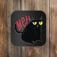 Funny Grumpy Meh Cat Coaster thumb 0