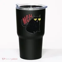 Funny Grumpy Meh Cat Tumbler thumb 0