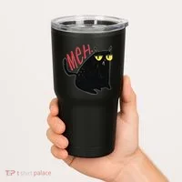 Funny Grumpy Meh Cat Tumbler thumb 2