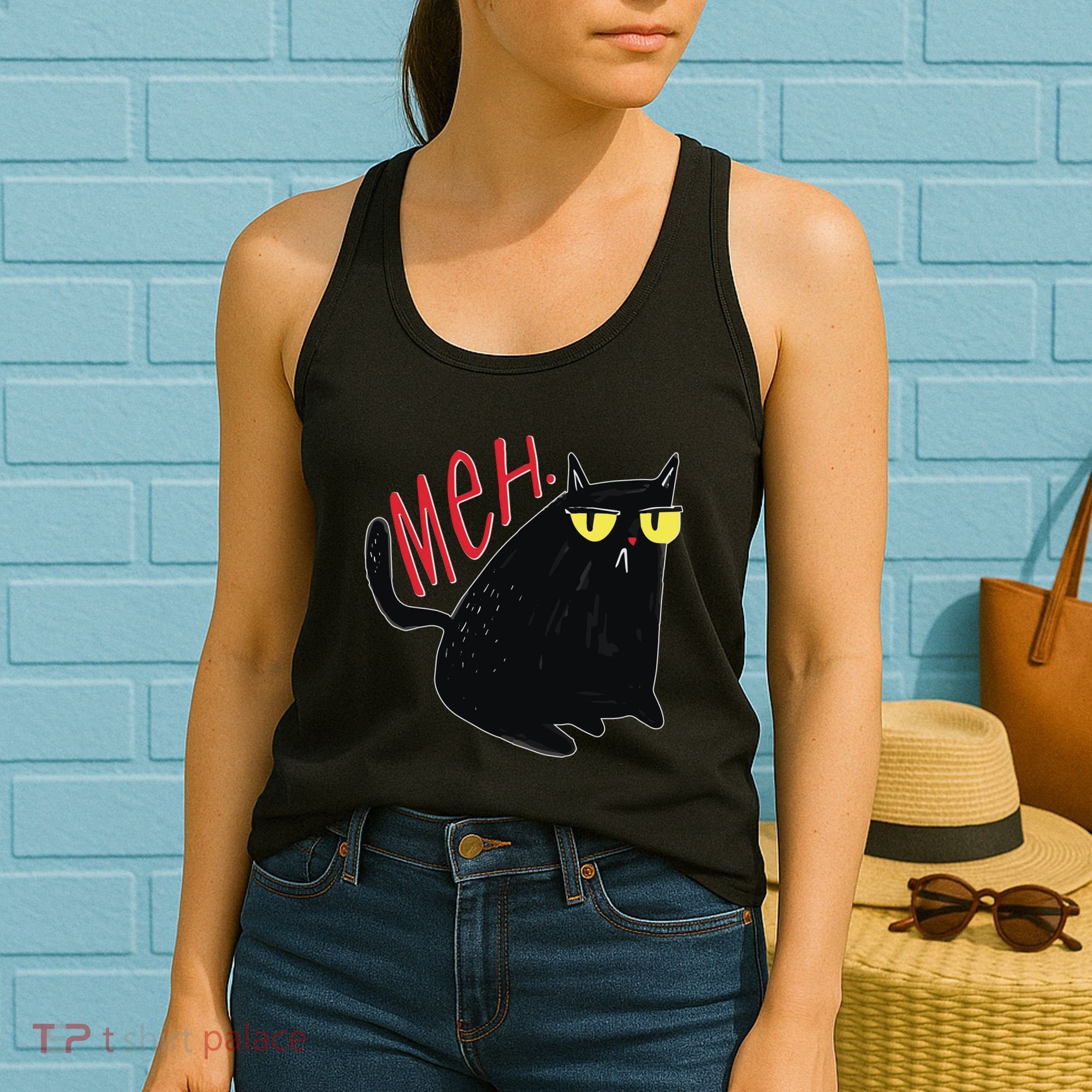 Funny Grumpy Meh Cat Women's Tank Top