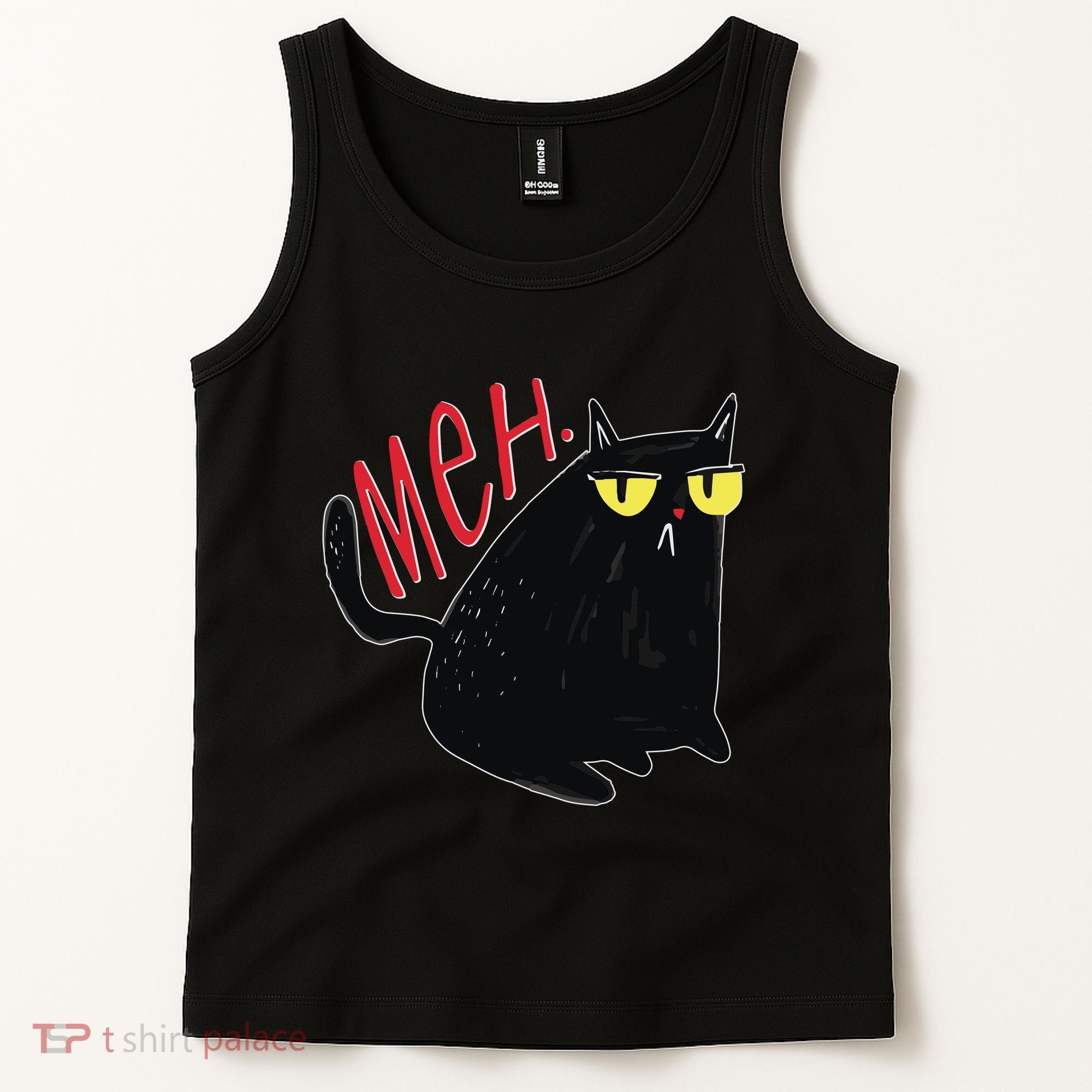 Funny Grumpy Meh Cat Tank Top