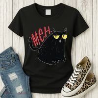 Funny Grumpy Meh Cat Women's T-Shirt thumb 3