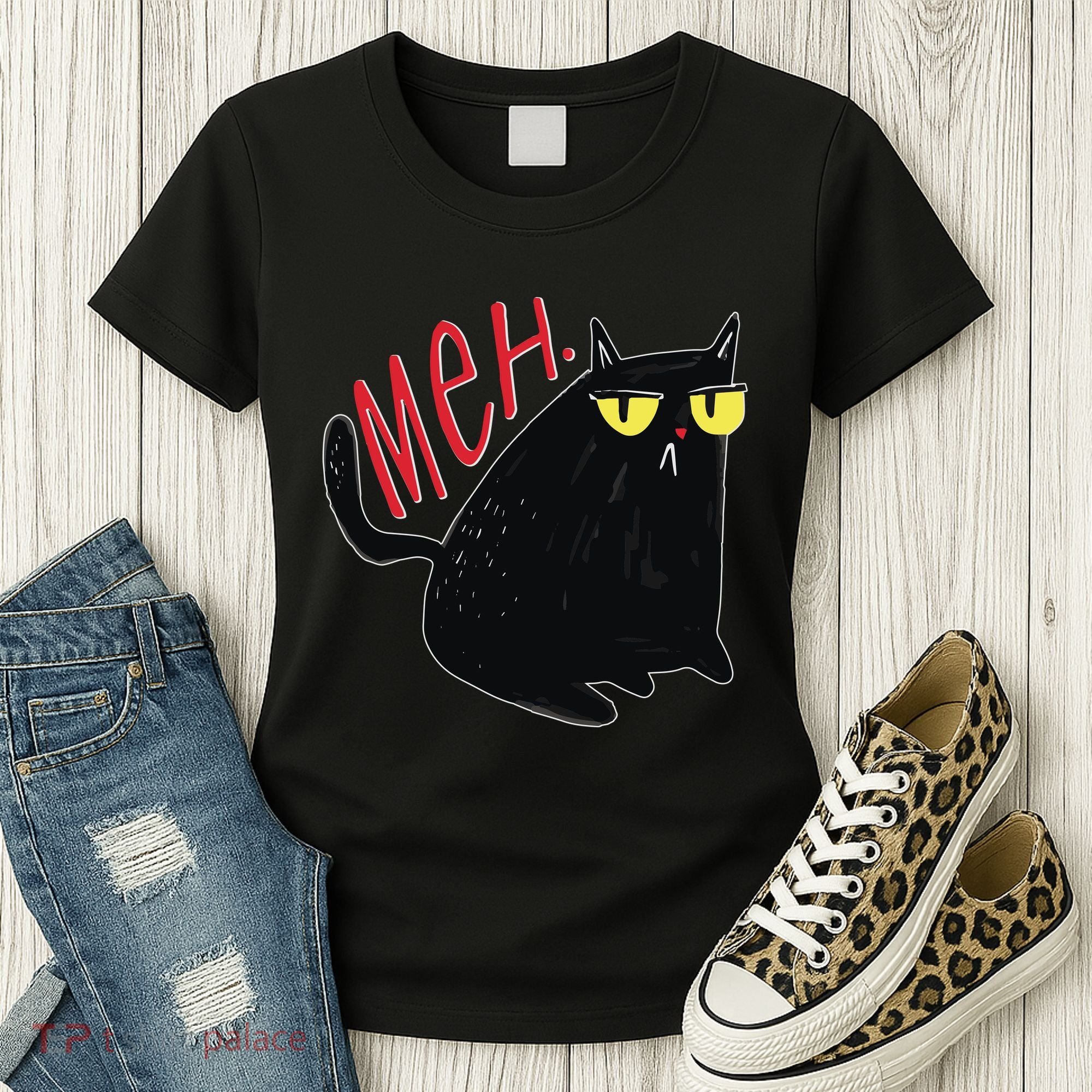 Funny Grumpy Meh Cat Women's T-Shirt