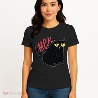 Funny Grumpy Meh Cat Women's T-Shirt thumb 4