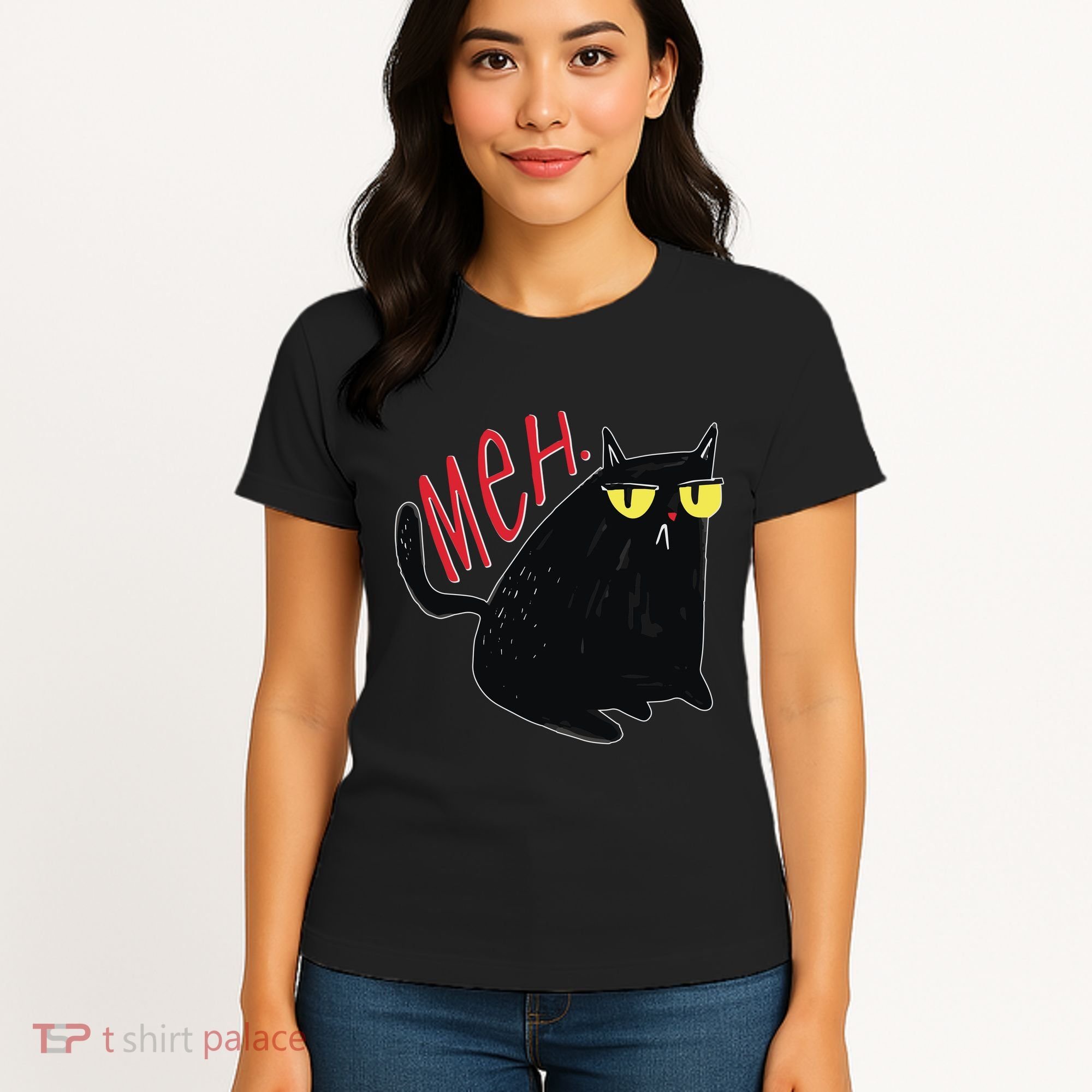 Funny Grumpy Meh Cat Women's T-Shirt