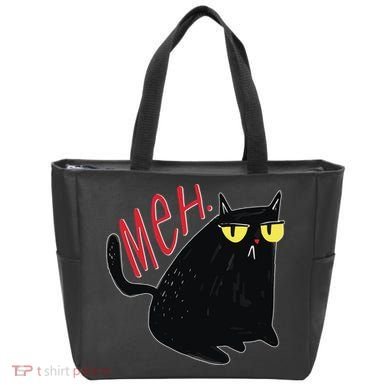 Funny Grumpy Meh Cat Tote Bag
