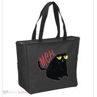 Funny Grumpy Meh Cat Tote Bag thumb 2