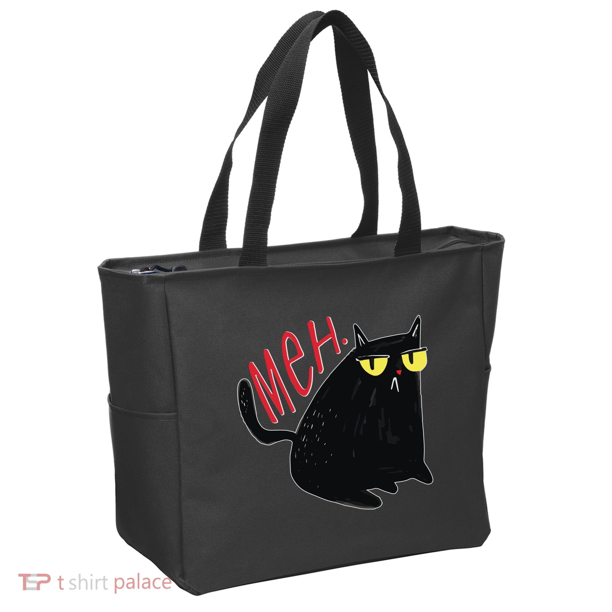 Funny Grumpy Meh Cat Tote Bag