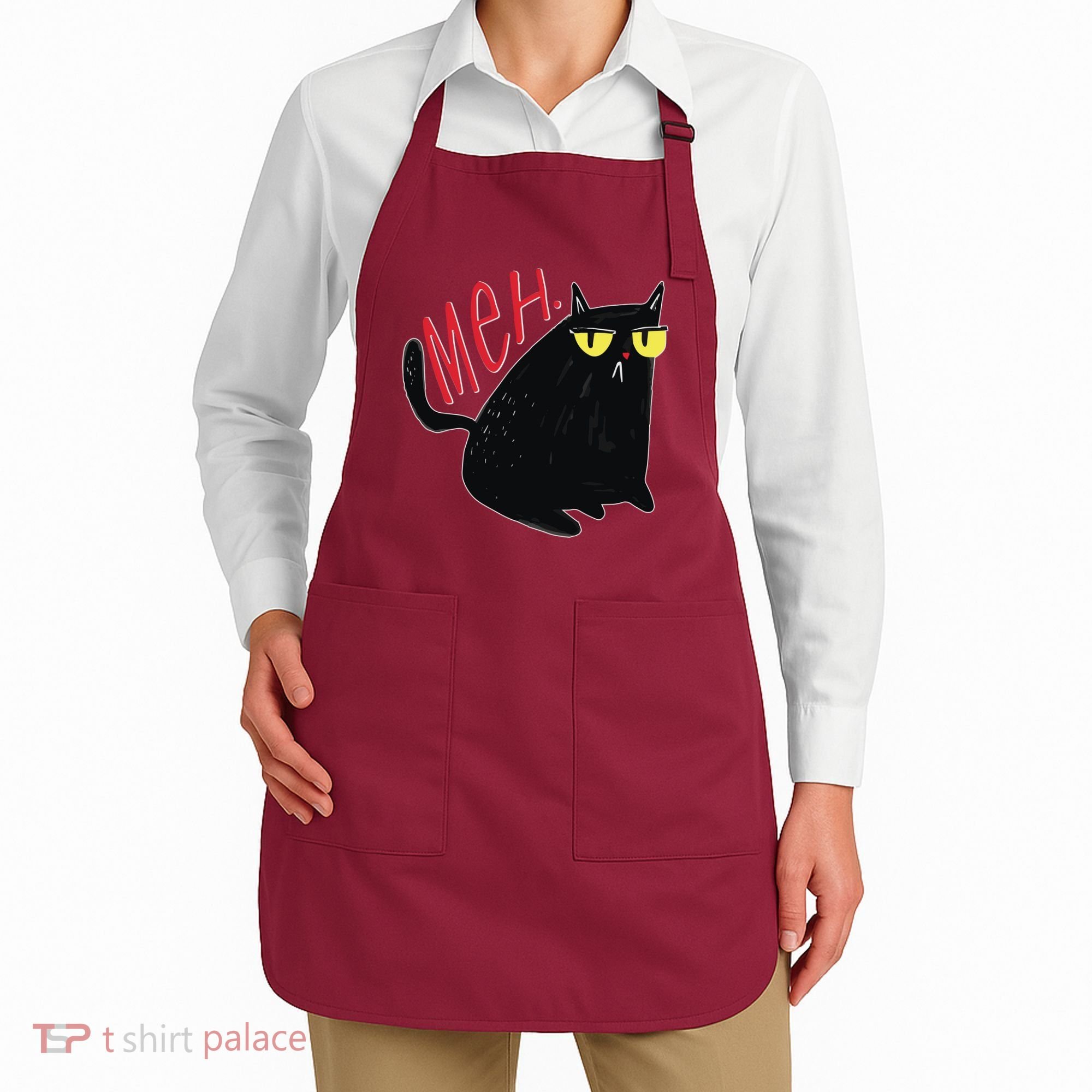 Funny Grumpy Meh Cat Apron