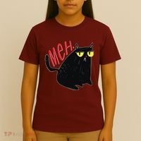 Funny Grumpy Meh Cat T-Shirt thumb 4